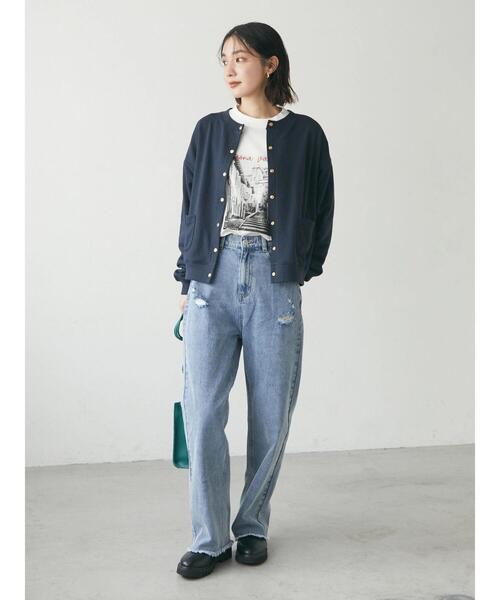 Green　Parks（グリーンパークス）の「釦付き裏毛カーディガン（カーディガン/ボレロ・レディース・ブルーグリーン/ネイビー/ピンク・FREE）」の20枚目の写真