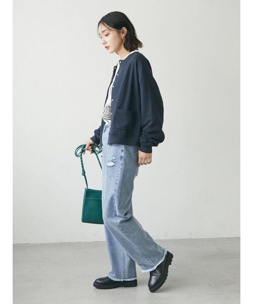 Green　Parks（グリーンパークス）の「釦付き裏毛カーディガン（カーディガン/ボレロ・レディース・ブルーグリーン/ネイビー/ピンク・FREE）」の21枚目の写真