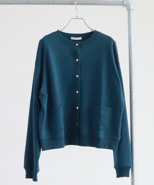 Green　Parks（グリーンパークス）の「釦付き裏毛カーディガン（カーディガン/ボレロ・レディース・ブルーグリーン/ネイビー/ピンク・FREE）」の2枚目の写真