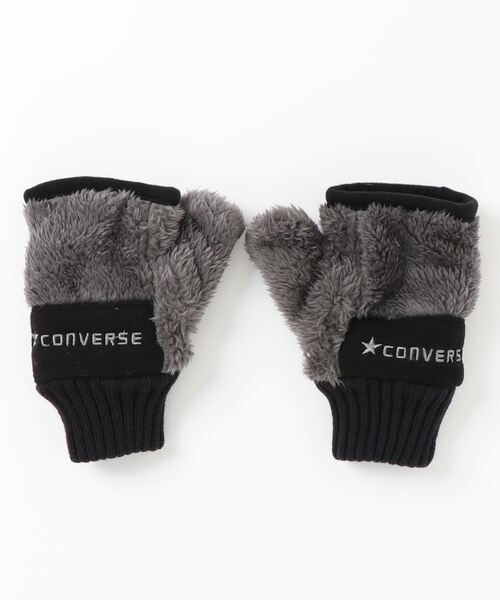 CONVERSE（コンバース）の「CONVERSE Piping Boa Glove/フィンガーレス/指ぬき/手袋/グローブ/コンバース（手袋・レディース・ブラック/アイボリー/ブラウン・FREE）」の3枚目の写真