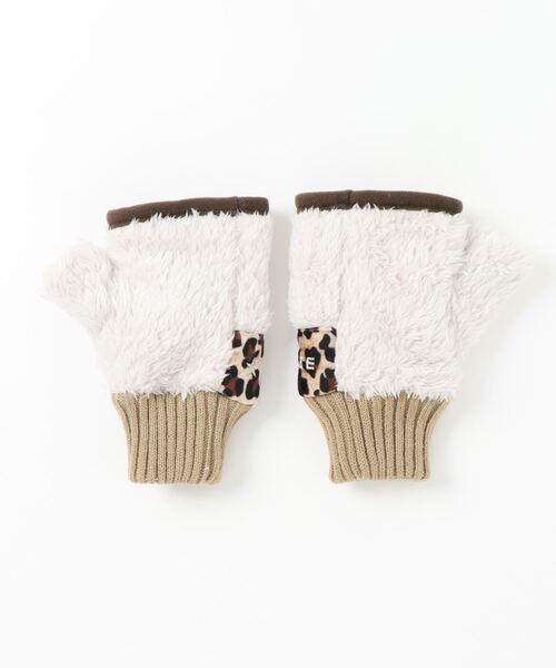 CONVERSE（コンバース）の「CONVERSE Piping Boa Glove/フィンガーレス/指ぬき/手袋/グローブ/コンバース（手袋・レディース・ブラック/アイボリー/ブラウン・FREE）」の4枚目の写真