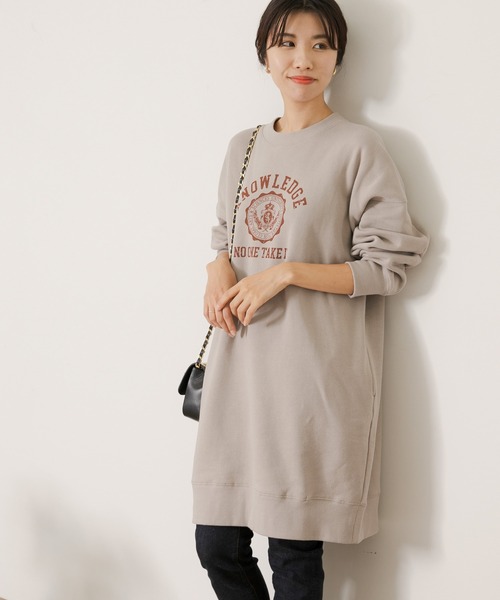 URBAN RESEARCH Sonny Label（アーバンリサーチサニーレーベル）の「『WEB/一部店舗限定』カレッジロゴスウェットBIGワンピース（ワンピース・レディース・ブラック/オフホワイト/グレー系その他・FREE）」の3枚目の写真