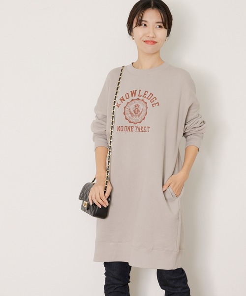 URBAN RESEARCH Sonny Label（アーバンリサーチサニーレーベル）の「『WEB/一部店舗限定』カレッジロゴスウェットBIGワンピース（ワンピース・レディース・ブラック/オフホワイト/グレー系その他・FREE）」の11枚目の写真