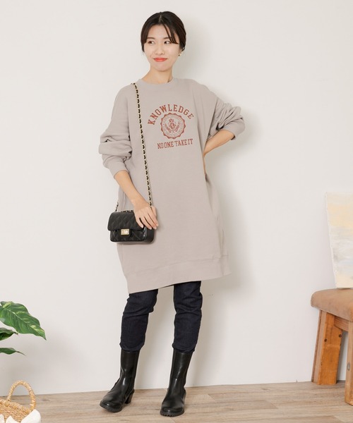 URBAN RESEARCH Sonny Label（アーバンリサーチサニーレーベル）の「『WEB/一部店舗限定』カレッジロゴスウェットBIGワンピース（ワンピース・レディース・ブラック/オフホワイト/グレー系その他・FREE）」の16枚目の写真
