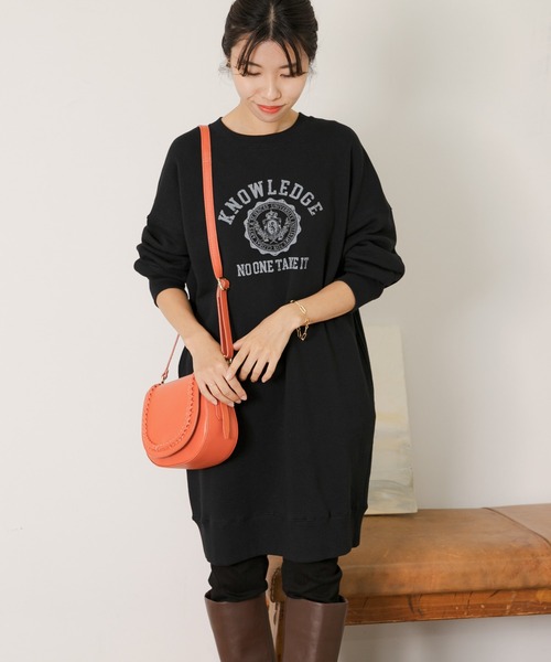 URBAN RESEARCH Sonny Label（アーバンリサーチサニーレーベル）の「『WEB/一部店舗限定』カレッジロゴスウェットBIGワンピース（ワンピース・レディース・ブラック/オフホワイト/グレー系その他・FREE）」の17枚目の写真