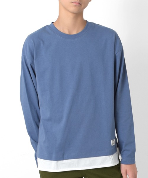 GLAZOS（グラソス）の「裾レイヤードクルーネック長袖Ｔシャツ（Tシャツ/カットソー・キッズ・ブルー/チャコールグレー/グリーン/グレー・170cm/150cm/160cm/140cm）」の4枚目の写真
