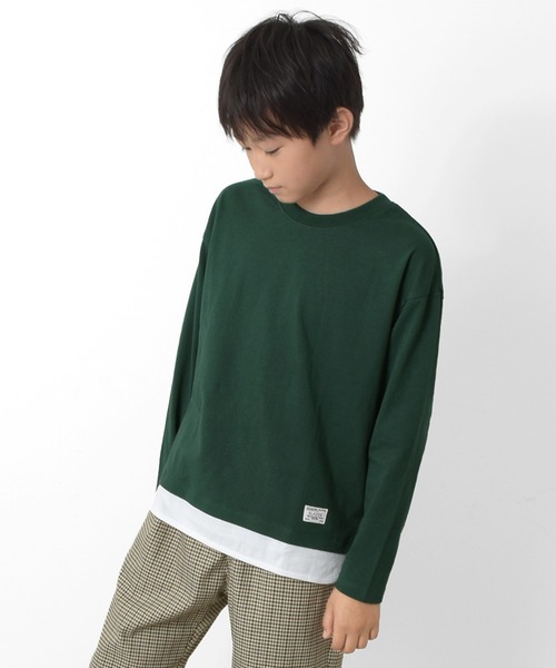 GLAZOS（グラソス）の「裾レイヤードクルーネック長袖Ｔシャツ（Tシャツ/カットソー・キッズ・ブルー/チャコールグレー/グリーン/グレー・170cm/150cm/160cm/140cm）」の8枚目の写真