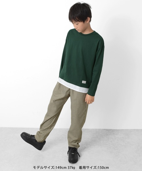 GLAZOS（グラソス）の「裾レイヤードクルーネック長袖Ｔシャツ（Tシャツ/カットソー・キッズ・ブルー/チャコールグレー/グリーン/グレー・170cm/150cm/160cm/140cm）」の18枚目の写真