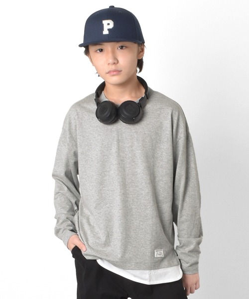 GLAZOS（グラソス）の「裾レイヤードクルーネック長袖Ｔシャツ（Tシャツ/カットソー・キッズ・ブルー/チャコールグレー/グリーン/グレー・170cm/150cm/160cm/140cm）」の20枚目の写真