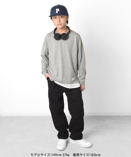 GLAZOS（グラソス）の「裾レイヤードクルーネック長袖Ｔシャツ（Tシャツ/カットソー・キッズ・ブルー/チャコールグレー/グリーン/グレー・170cm/150cm/160cm/140cm）」の10枚目の写真