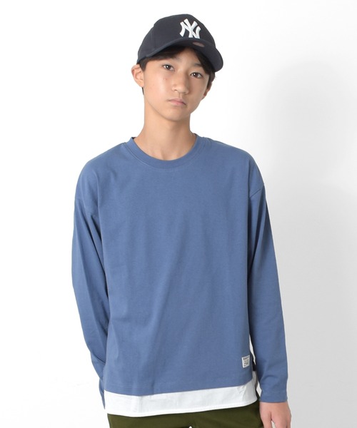 GLAZOS（グラソス）の「裾レイヤードクルーネック長袖Ｔシャツ（Tシャツ/カットソー・キッズ・ブルー/チャコールグレー/グリーン/グレー・170cm/150cm/160cm/140cm）」の6枚目の写真