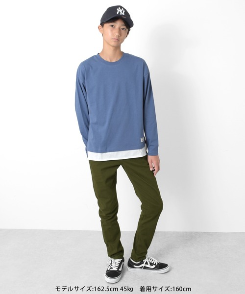 GLAZOS（グラソス）の「裾レイヤードクルーネック長袖Ｔシャツ（Tシャツ/カットソー・キッズ・ブルー/チャコールグレー/グリーン/グレー・170cm/150cm/160cm/140cm）」の13枚目の写真