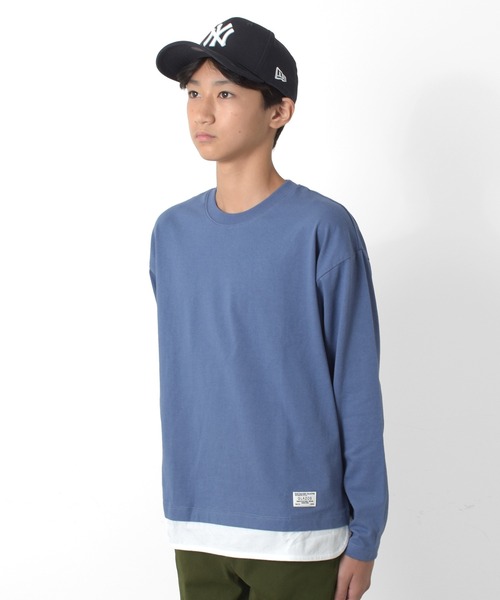GLAZOS（グラソス）の「裾レイヤードクルーネック長袖Ｔシャツ（Tシャツ/カットソー・キッズ・ブルー/チャコールグレー/グリーン/グレー・170cm/150cm/160cm/140cm）」の16枚目の写真