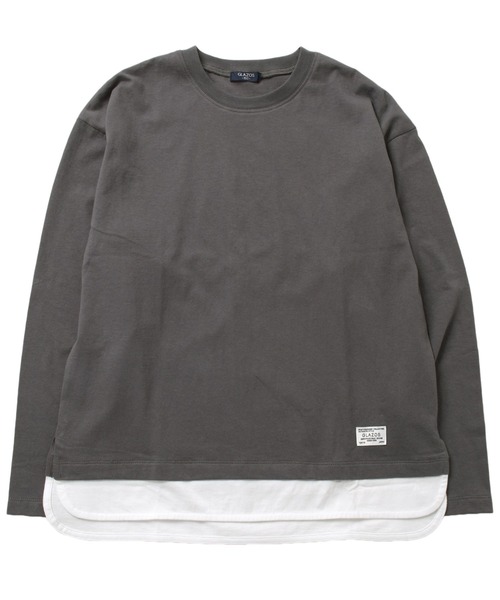 GLAZOS（グラソス）の「裾レイヤードクルーネック長袖Ｔシャツ（Tシャツ/カットソー・キッズ・ブルー/チャコールグレー/グリーン/グレー・170cm/150cm/160cm/140cm）」の22枚目の写真
