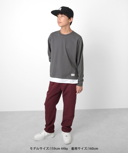 GLAZOS（グラソス）の「裾レイヤードクルーネック長袖Ｔシャツ（Tシャツ/カットソー・キッズ・ブルー/チャコールグレー/グリーン/グレー・170cm/150cm/160cm/140cm）」の19枚目の写真