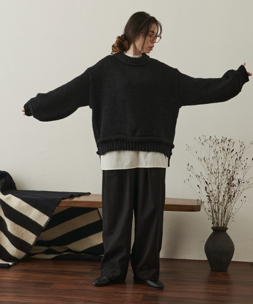 Libra Cue（リブラ キュー）の「【着用動画あり】ボリュームスリーブオーバールーズニット（ニット/セーター・レディース・ブラック/イエロー/アイボリー・FREE）」の16枚目の写真