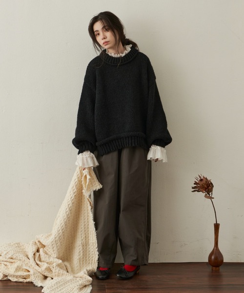 Libra Cue（リブラ キュー）の「【着用動画あり】ボリュームスリーブオーバールーズニット（ニット/セーター・レディース・ブラック/イエロー/アイボリー・FREE）」の22枚目の写真