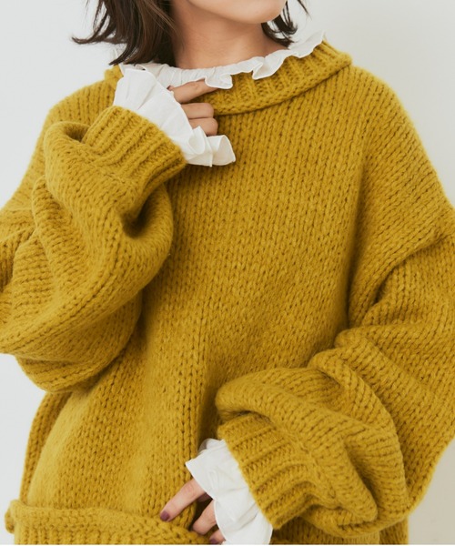 Libra Cue（リブラ キュー）の「【着用動画あり】ボリュームスリーブオーバールーズニット（ニット/セーター・レディース・ブラック/イエロー/アイボリー・FREE）」の19枚目の写真