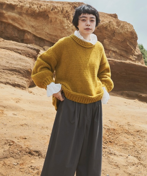 Libra Cue（リブラ キュー）の「【着用動画あり】ボリュームスリーブオーバールーズニット（ニット/セーター・レディース・ブラック/イエロー/アイボリー・FREE）」の6枚目の写真