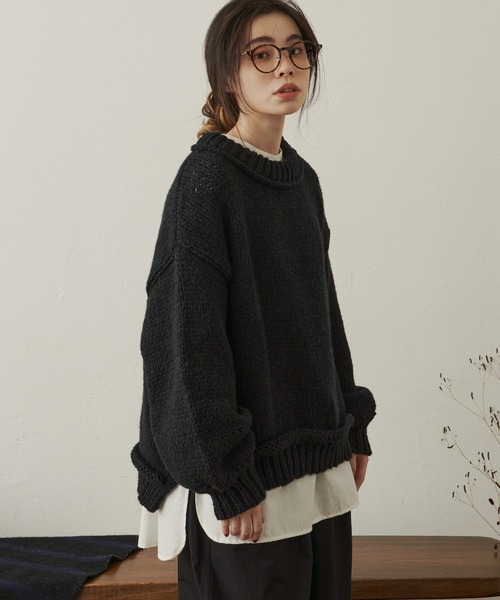 Libra Cue（リブラ キュー）の「【着用動画あり】ボリュームスリーブオーバールーズニット（ニット/セーター・レディース・ブラック/イエロー/アイボリー・FREE）」の21枚目の写真
