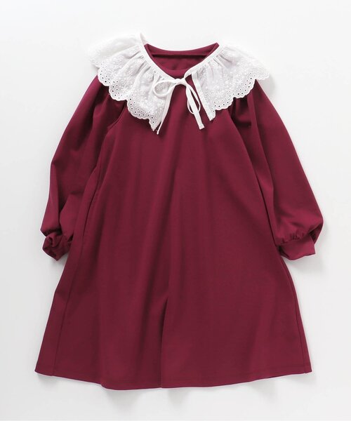 apres les cours（アプレレクール）の「【フォーマル対応】付け襟＆フレアワンピース_アプレレクールマシェリ（ワンピース・キッズ・ブラック/ブルー/ワインレッド・90/100/110/120/80/130/140）」の15枚目の写真