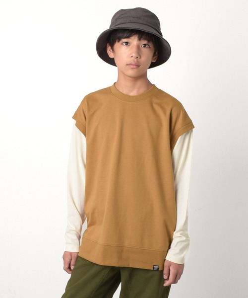 GLAZOS（グラソス）の「ベストレイヤード風Tシャツ（Tシャツ/カットソー・キッズ・グレー/ブラック/ベージュ・160cm/150cm/170cm/140cm）」の9枚目の写真