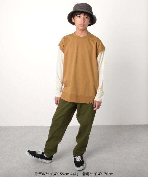 GLAZOS（グラソス）の「ベストレイヤード風Tシャツ（Tシャツ/カットソー・キッズ・グレー/ブラック/ベージュ・160cm/150cm/170cm/140cm）」の14枚目の写真