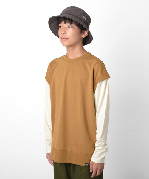 GLAZOS（グラソス）の「ベストレイヤード風Tシャツ（Tシャツ/カットソー・キッズ・グレー/ブラック/ベージュ・160cm/150cm/170cm/140cm）」の13枚目の写真