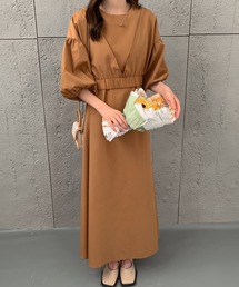 ショートブラウスコンビマキシ丈キャミソールワンピース