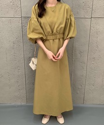 ショートブラウスコンビマキシ丈キャミソールワンピース