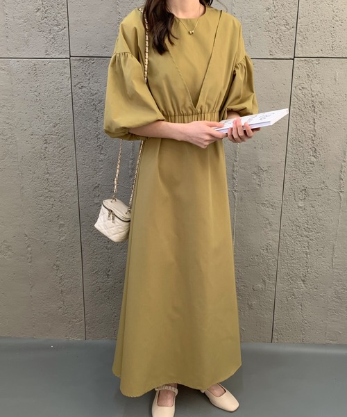 ECLIN（エクラン）の「ショートブラウスコンビマキシ丈キャミソールワンピース（ワンピース・レディース・ネイビー/ブラウン/グリーン/カーキ・FREE）」の14枚目の写真