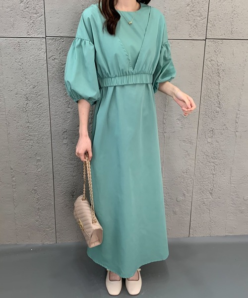 ECLIN（エクラン）の「ショートブラウスコンビマキシ丈キャミソールワンピース（ワンピース・レディース・ネイビー/ブラウン/グリーン/カーキ・FREE）」の16枚目の写真