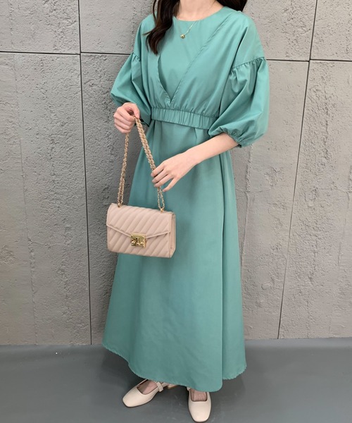 ECLIN（エクラン）の「ショートブラウスコンビマキシ丈キャミソールワンピース（ワンピース・レディース・ネイビー/ブラウン/グリーン/カーキ・FREE）」の17枚目の写真