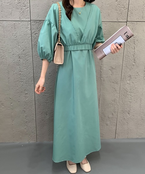 ECLIN（エクラン）の「ショートブラウスコンビマキシ丈キャミソールワンピース（ワンピース・レディース・ネイビー/ブラウン/グリーン/カーキ・FREE）」の18枚目の写真