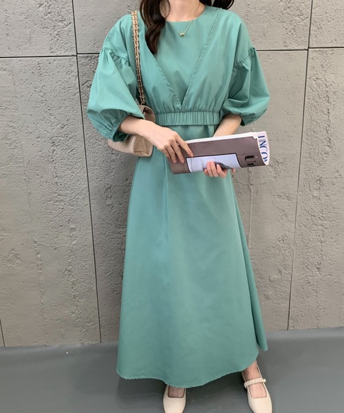 ECLIN（エクラン）の「ショートブラウスコンビマキシ丈キャミソールワンピース（ワンピース・レディース・ネイビー/ブラウン/グリーン/カーキ・FREE）」の19枚目の写真