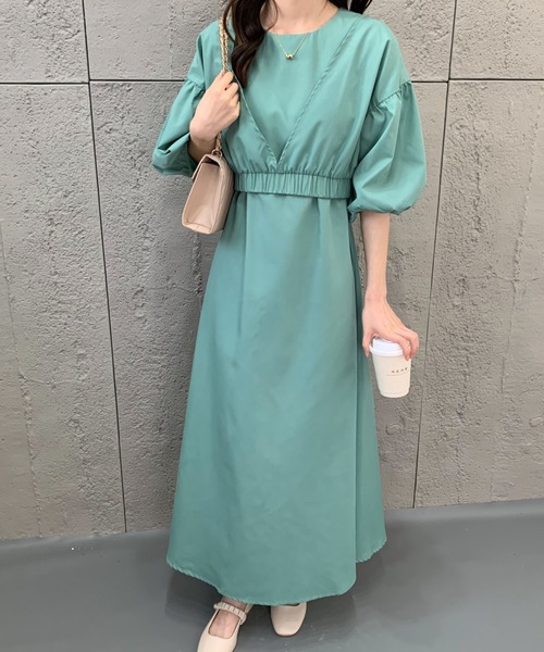 ECLIN（エクラン）の「ショートブラウスコンビマキシ丈キャミソールワンピース（ワンピース・レディース・ネイビー/ブラウン/グリーン/カーキ・FREE）」の20枚目の写真