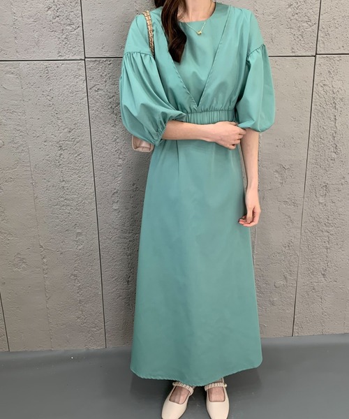 ECLIN（エクラン）の「ショートブラウスコンビマキシ丈キャミソールワンピース（ワンピース・レディース・ネイビー/ブラウン/グリーン/カーキ・FREE）」の21枚目の写真