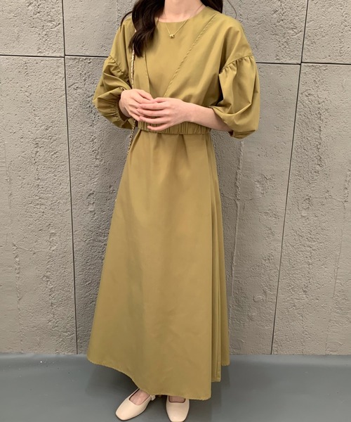 ECLIN（エクラン）の「ショートブラウスコンビマキシ丈キャミソールワンピース（ワンピース・レディース・ネイビー/ブラウン/グリーン/カーキ・FREE）」の11枚目の写真