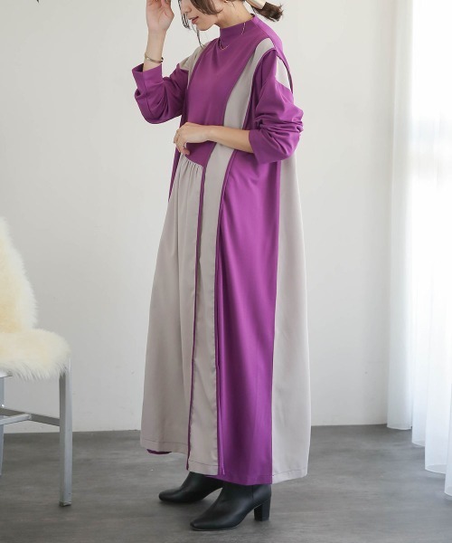 Bou Jeloud(ブージュルード)の「【はあちゅう×Bou Jeloud】2WAYパイピングドッキングワンピース(ワンピース・レディース・ブラック/ピンク/ブラウン・TL/38)」の7枚目の写真
