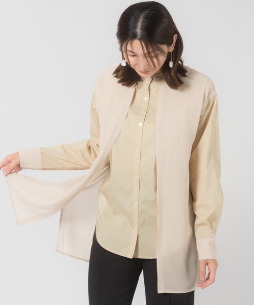 LAYMEE（レイミー）の「Morisot shire shirt / モリゾシアシャツ（シャツ/ブラウス・レディース・ベージュ/ホワイト・FREE）」の2枚目の写真