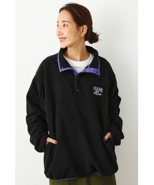 RODEO CROWNS WIDE BOWL（ロデオクラウンズワイドボウル）の「SHARE フリースハーフボタンプルオーバー（その他トップス・レディース・ブラック/アイボリー/ダークグリーン/ブルー・FREE）」の4枚目の写真
