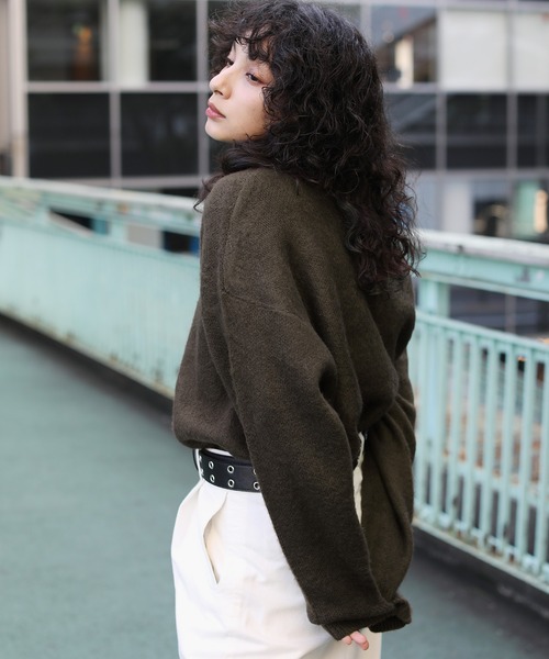 MSG(エムエスジー)の「ビッグシルエットモヘアライククルーニット アーガイル/グラデーション/チェック/フラワー(ニット/セーター・メンズ・ブルー系/ブラック系/チャコール/ブラック/ブラウン系/マスタード/グレー系/ブラウン・S/M/L)」の11枚目の写真