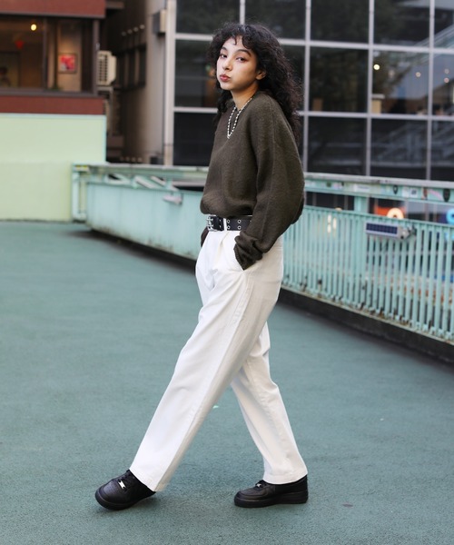 MSG(エムエスジー)の「ビッグシルエットモヘアライククルーニット アーガイル/グラデーション/チェック/フラワー(ニット/セーター・メンズ・ブルー系/ブラック系/チャコール/ブラック/ブラウン系/マスタード/グレー系/ブラウン・S/M/L)」の13枚目の写真