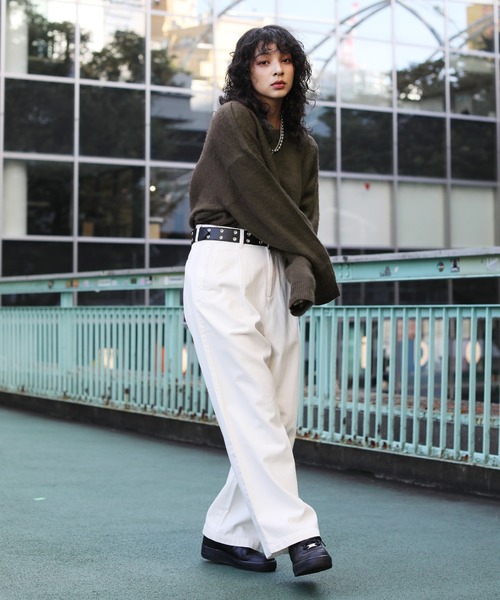 MSG(エムエスジー)の「ビッグシルエットモヘアライククルーニット アーガイル/グラデーション/チェック/フラワー(ニット/セーター・メンズ・ブルー系/ブラック系/チャコール/ブラック/ブラウン系/マスタード/グレー系/ブラウン・S/M/L)」の14枚目の写真