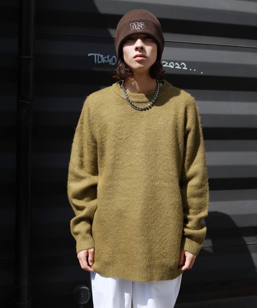 MSG(エムエスジー)の「ビッグシルエットモヘアライククルーニット アーガイル/グラデーション/チェック/フラワー(ニット/セーター・メンズ・ブルー系/ブラック系/チャコール/ブラック/ブラウン系/マスタード/グレー系/ブラウン・S/M/L)」の15枚目の写真