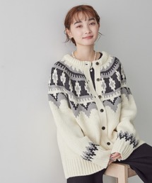 ノルディック柄ニットカーディガン