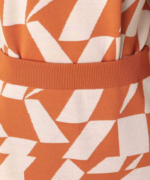 ITS'DEMO（イッツデモ）の「【スタイリング簡単/セットアップでオシャレにキマル/腰回りカバー/大胆な柄が楽しい】幾何柄ジャカードニットアップ（セットアップ・レディース・オレンジ系その他5/グリーン系その他5/ブラック系3・00）」の9枚目の写真