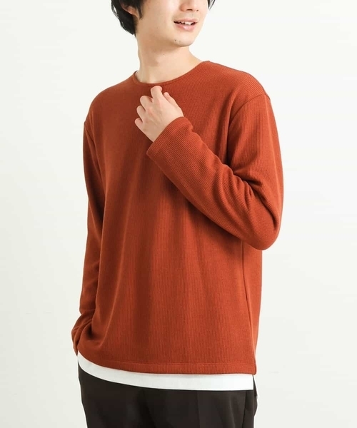 a.v.v（アーヴェヴェ）の「【2SET/S-XXL】カットソー付きアゼダブルフェイスプルオーバー（アンサンブル・メンズ・ブラック/ベージュ/ブルー/グリーン/ボルドー/オレンジ・44/52/48/46/50）」の6枚目の写真