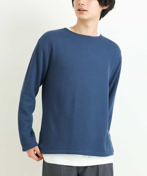 a.v.v（アーヴェヴェ）の「【2SET/S-XXL】カットソー付きアゼダブルフェイスプルオーバー（アンサンブル・メンズ・ブラック/ベージュ/ブルー/グリーン/ボルドー/オレンジ・44/52/48/46/50）」の4枚目の写真