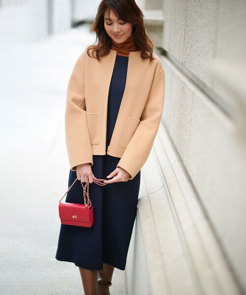 美品　23区 32 ウールリバー　ショートブルゾン　ノーカラー セール】 ウールリバー ショート ブルゾン （その他アウター）｜23区